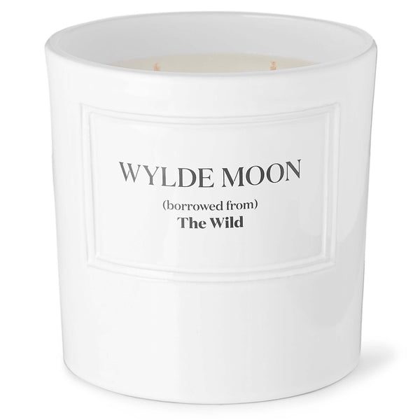 Large triple wick scented candle with white ceramic pot and long burning time